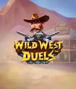  Step into the rugged world of "Wild West Duels" by Pragmatic Play, featuring a gritty gunslinger ready for a showdown. The image features a resolute cowboy with crossed pistols, framed by a desert backdrop. His sharp gaze and authentic attire capture the essence of the Old West. The game's title is prominently featured in a rustic font, enhancing the exciting theme. 